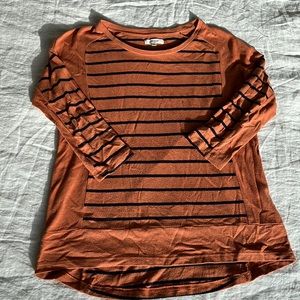 Madewell rust orange and navy stripped sweater